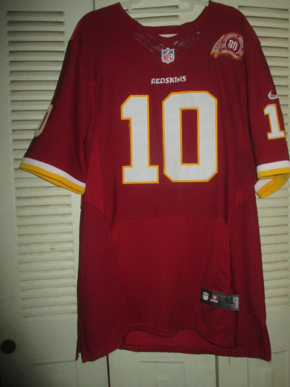 Nike On Field Griffin III #10 Washington Redskins 80th Anniversary Jersey SZ 48